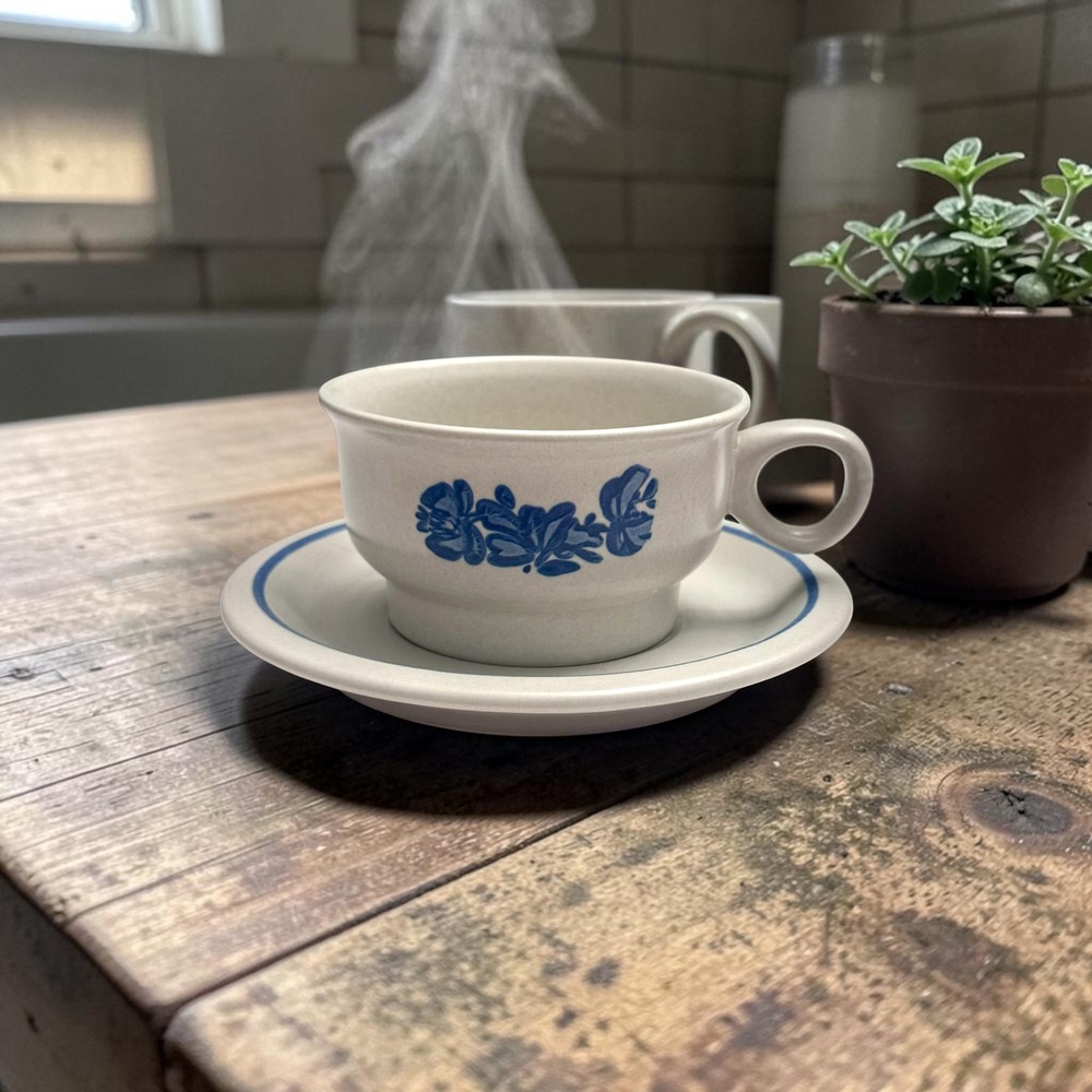 Pfaltzgraff Yorktowne Ring Handle Soup Cup & Saucer Stoneware USA 4 available